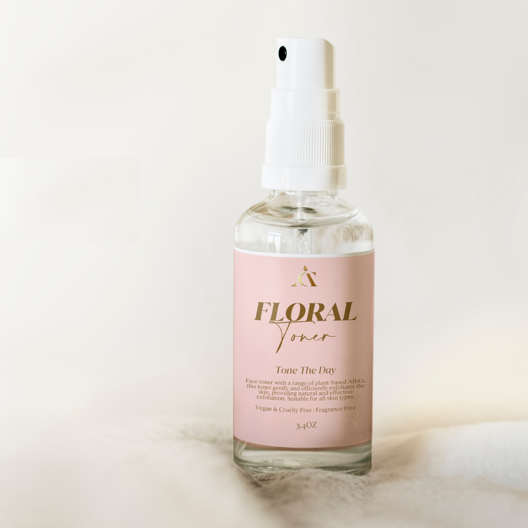 Alluring Creations alcohol-free botanical face mist floral toner in clear spray bottle with pink label
